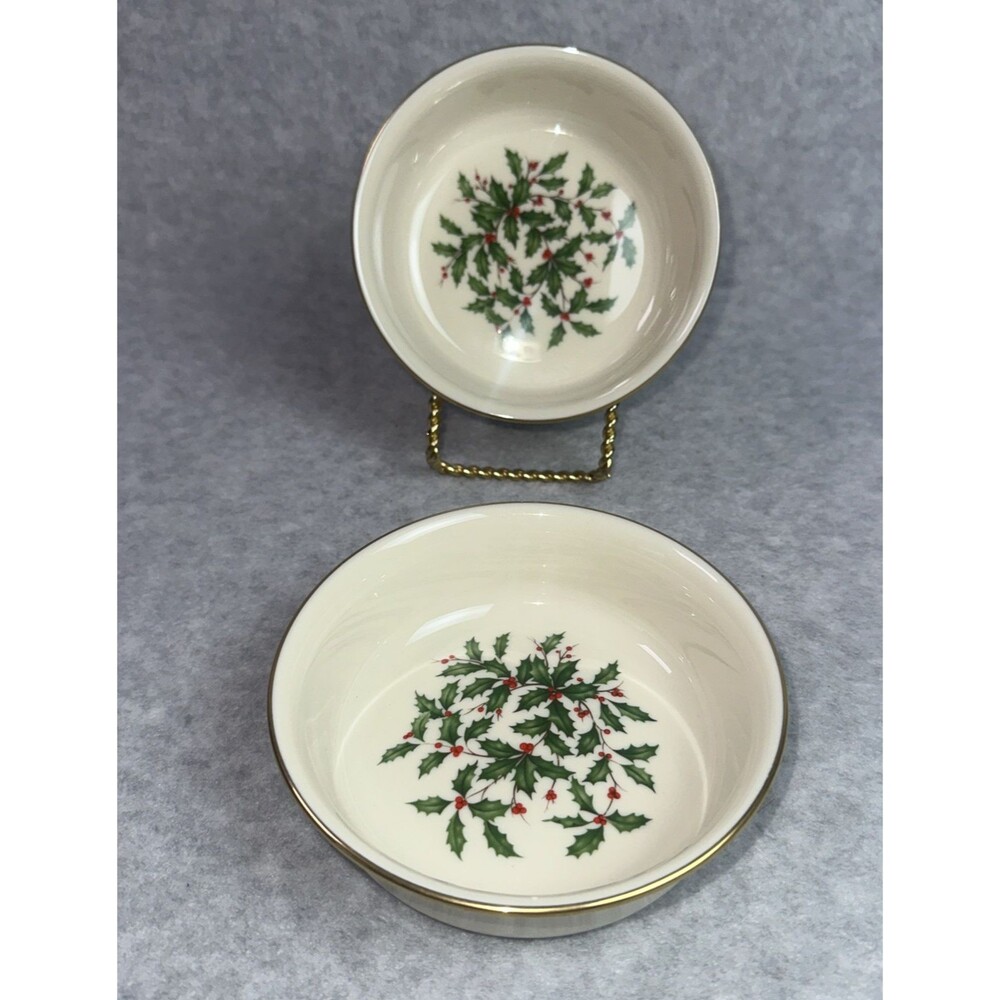Lenox Holiday 24K Gold Rim Small Fruit Dessert Bowl 5.25” SET OF 2 MULTI AVAIL
